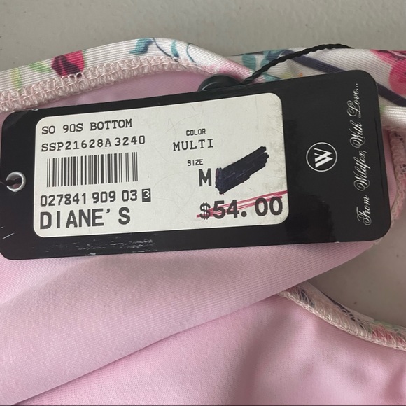 WILDFOX NWT SWIM 90’s BIKINI FLORAL STRIPE BOTTOMS SWIMSUIT NEW - Picture 5 of 6